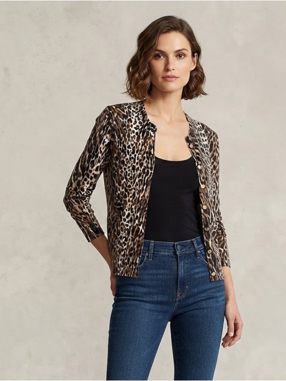 J. Crew Leopard Print Button-Front Cardigan